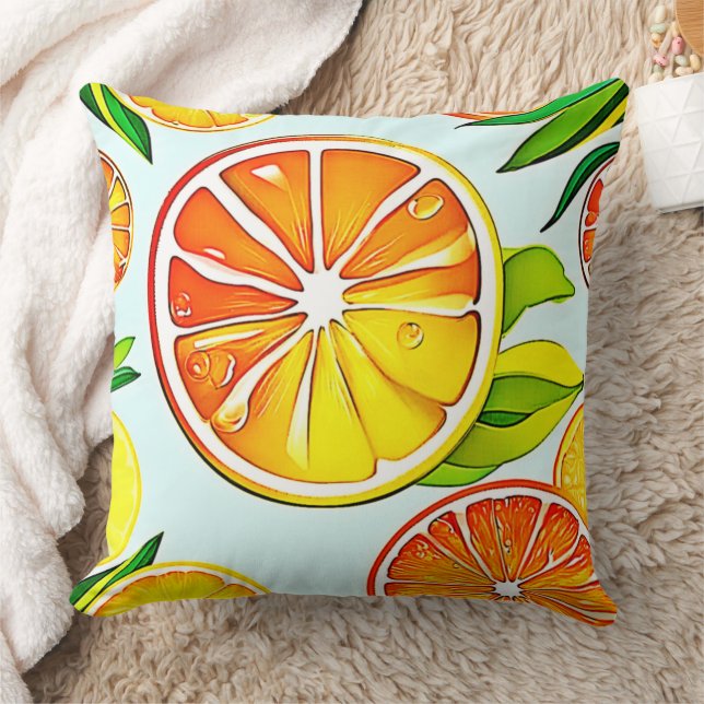 Orange Slice: Citrus Art Cushion (Blanket)