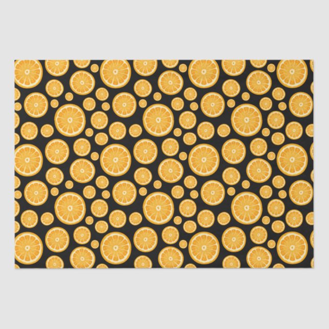 Orange Slice Citrus Fruit Black Tissue Paper (Front)