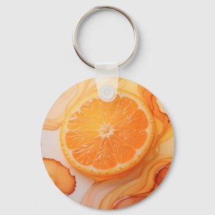 Orange Slice Citrus Swirl Key Ring