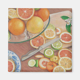 orange slice display coloured pencil drawing print magnet