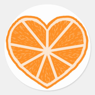 Orange Slice Heart Classic Round Sticker