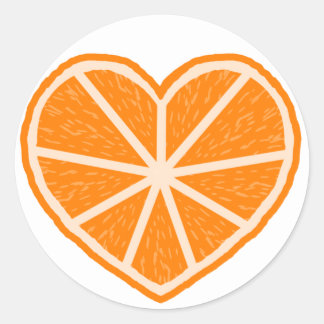 Orange Slice Heart Classic Round Sticker