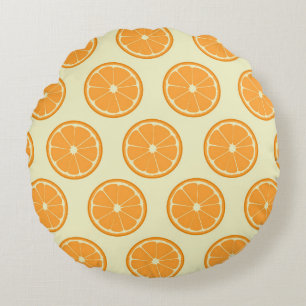 Orange Slice Pattern Round Cushion