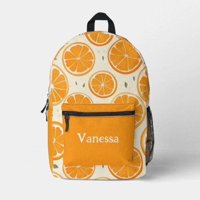 Orange Slice Pattern With Name Printed Backpack (Front)