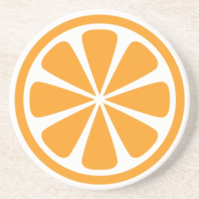 Orange Slice Round Sandstone Coaster (Front)