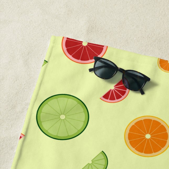 Orange Slice Seamless Pattern Beach Towel (In Situ)