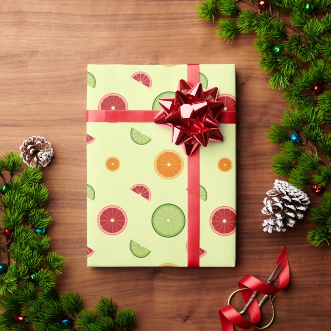 Orange Slice Seamless Pattern Wrapping Paper (Holiday Gift)