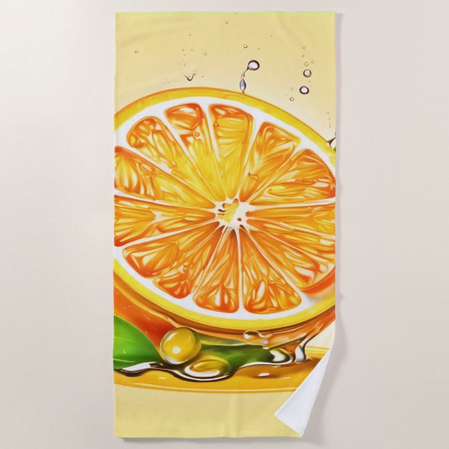 Orange Slice Splash Beach Towel (Front)