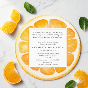 Orange Slice Watercolor fun Baby Shower Invitation