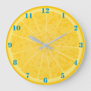 ORANGE SLICE WITH BLUE NUMBERS LARGE CLOCK