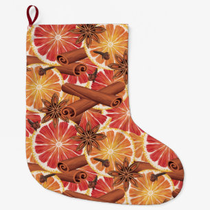 Orange Slices And Spices Large Christmas Stocking