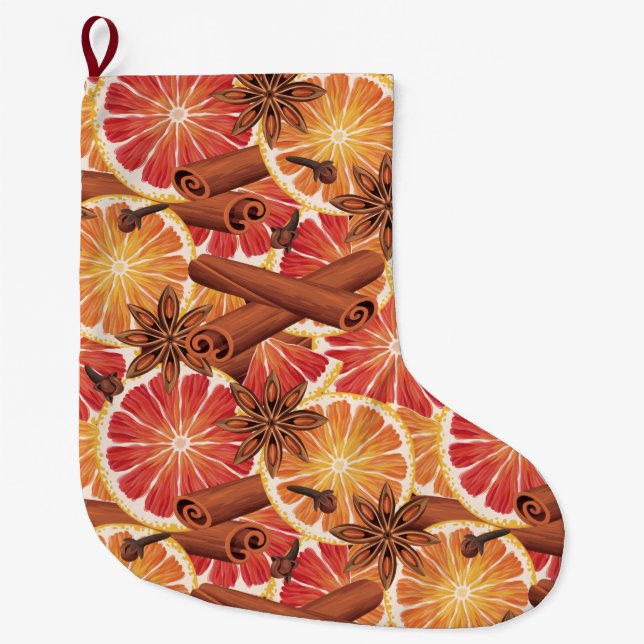 Orange Slices And Spices Large Christmas Stocking (Front)