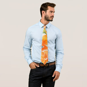 Orange Slices Fresh Watercolor Citrus Design Tie