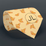 Orange Slices Hand Drawn Fruit Monogram Funny Tie<br><div class="desc">This cute fruit pattern was created using my hand painted mixed media mandarine orange slice illustration and makes a quirky novelty design for those that don't take life, or their socks too seriously! The muted tone on tone design gives it a slightly retro feel. Personalise with your initials! Original art...</div>