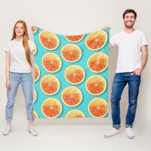 Orange Slices on Blue Fleece Blanket