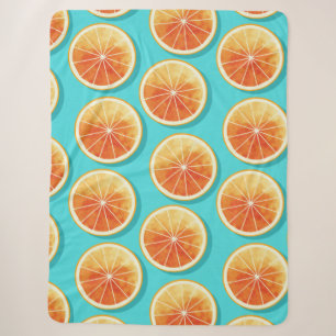 Orange Slices on Blue Sherpa Blanket