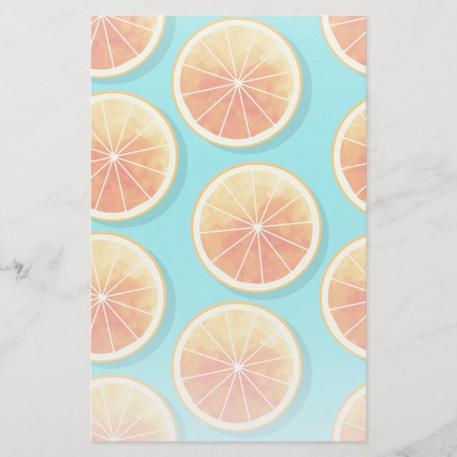 Orange Slices on Blue Stationery (Front)