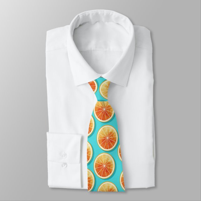 Orange Slices on Blue Tie (Tied)