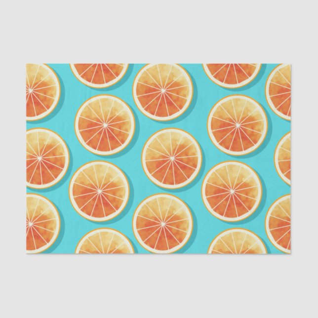 Orange Slices on Blue Tissue Paper (Front)