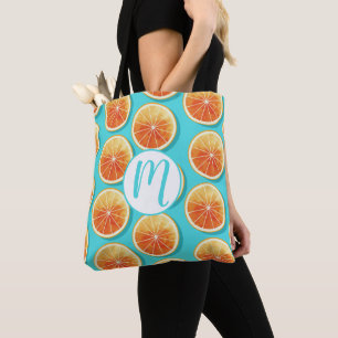 Orange Slices on Blue Tote Bag
