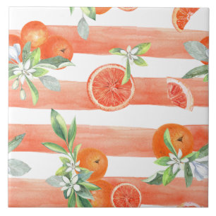 Orange Slices Orange Stripes Tile
