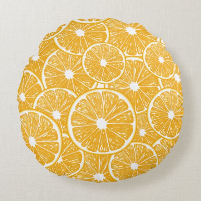 Orange slices pattern design round cushion (Front)