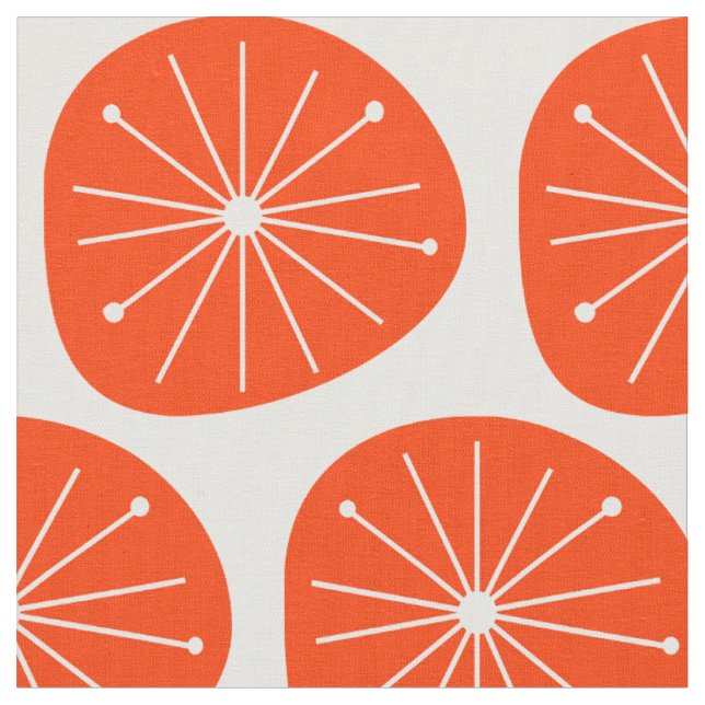 Orange Slices Starburst Mid Century Modern Print Fabric (Close Up)