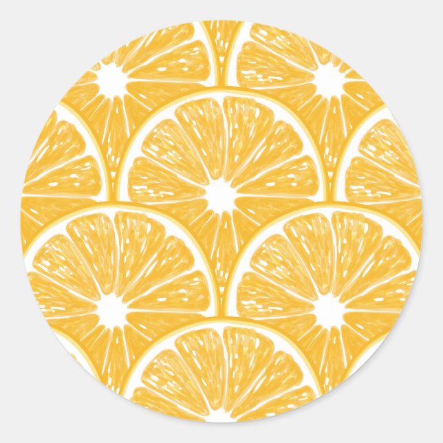 Orange slices, tropical fruit pattern design classic round sticker (Front)