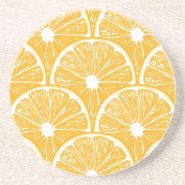 Orange slices, tropical fruit pattern design coaster (Front)