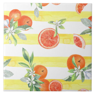 Orange Slices Yellow Stripes Tile