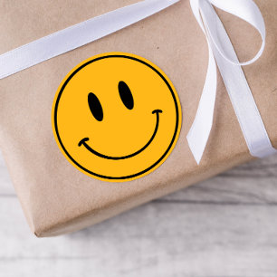 Orange Smiley One Happy Dude/Gal Birthday Stickers