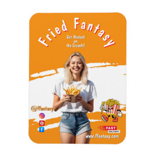 Orange Smiling Blonde Woman Fries Family Fun Magnet