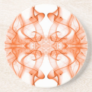 Orange Smoke Symmetrical Minimalist White Coaster