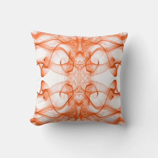 Orange Smoke Symmetrical Minimalist White Cushion (Front)