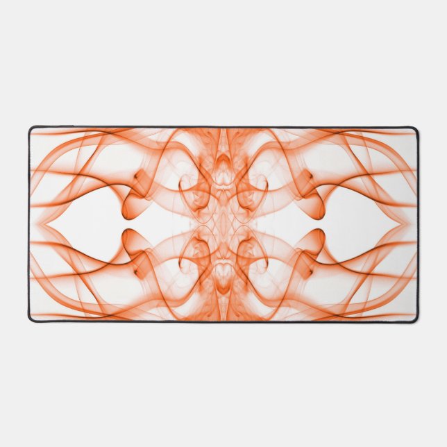 Orange Smoke Symmetrical Minimalist White Desk Mat (Front)