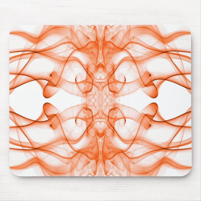 Orange Smoke Symmetrical Minimalist White Mouse Pad (Front)