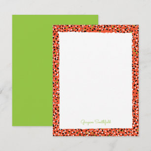 Orange Snow Leopard Print Personal Stationery Card
