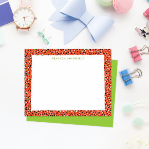 Orange Snow Leopard Print Personal Stationery Invitation