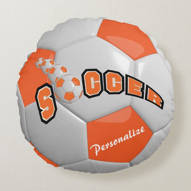 Orange Soccer Ball | DIY Name Round Cushion (Front)