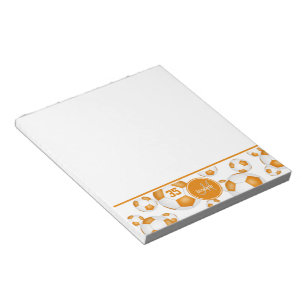 orange soccer balls pattern accent girls name notepad