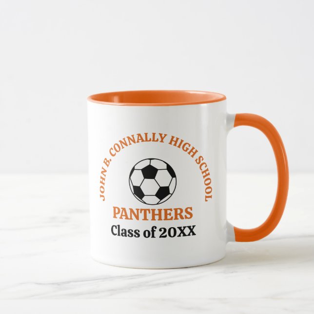 Orange Soccer Player Personalised Team Mug (Right)