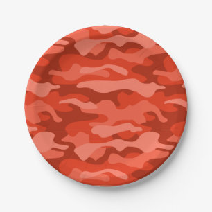 Orange Soda Monocolor Camo Paper Plate