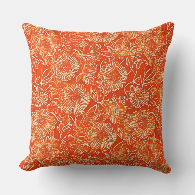 Orange soft flowers cushion (Front)