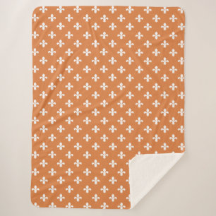 Orange Southern Cottage Fleur de Lys Sherpa Blanket