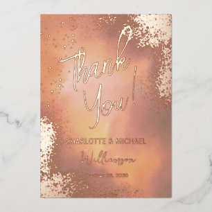 Orange Sparkle Photo Overlay Wedding Thank You