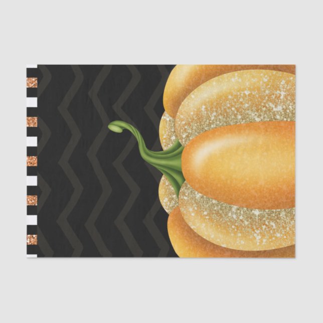 Orange Sparkle Pumpkin Halloween Birthday Party Tissue Paper (Front)
