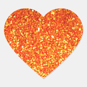 Orange sparkly glitter heart sticker