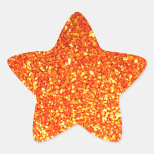Orange sparkly glitter star sticker