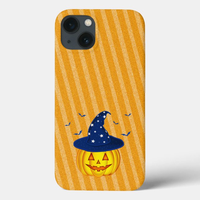 Orange Sparkly Stripes Halloween Pumpkin Case-Mate iPhone Case (Back)