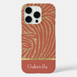 Orange Spice Gold Glitter Zebra   iPhone 16 Pro Case
